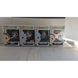 Funko Pop! x4 - Morty 113, Rick Portal Gun 114, Doofus Rick 140 & Evil Morty 141